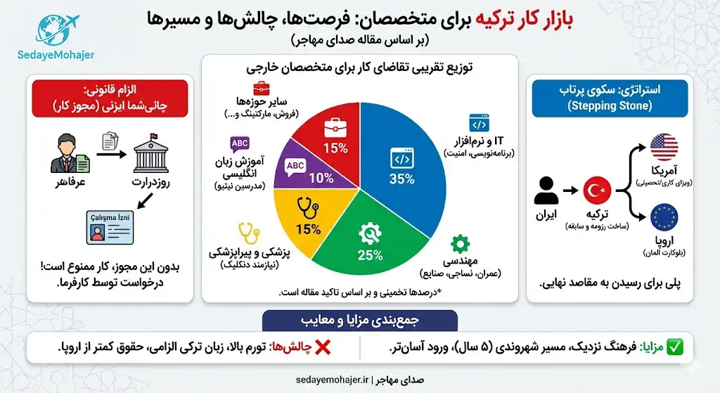 اینفوگرافیک راهنمای مهاجرت کاری به ترکیه برای متخصصان، صدای مهاجر